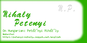 mihaly petenyi business card